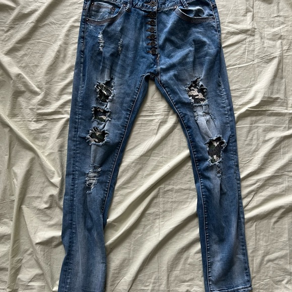 RS7 Jeans Royal Seven Size 34 Skinny Inseam 31” Destructive Cotton Blend #409 - Picture 2 of 4